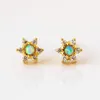 Stud Earrings Cute Small Cz Flower Earring With Clear White Fire Opal High Quality Minimal Jewelry