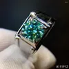Clusterringen kjjeaxcmy fijne sieraden groene mosang diamant 925 sterling zilveren mannen ring support test klassiek verkoop