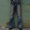 Erkekler Kot Pantolon Bootcut bacak pantolonları sıkıntılı patchwork tasarımcısı punk stlye çan dip denim pantolon246j