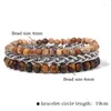 Strand Multilayer Beads Armband Natural Stone Chain Hematite Lava Armelets Men Link Bangle Women Elastic Jewelry