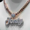 Colliers personnalisables Moisanite Hip Hop Pendant 925 Silver Iced Name Collier avec chaîne cubaine en or rose