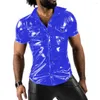 Erkekler Sıradan Gömlek Moda Trend Erkekler Kısa Kollu Dönüş Gömlek Bluz Üstleri Cep Partisi Kulüp Giymecesi Aşırı Sporları 7xl