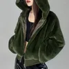 Damenjacken Winter Reißverschluss Jacke Frauen Langarm Zip Kapuze Teddy Short Coat lässig süße haarige Fleece Tops Mode Mode