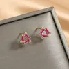 Studörhängen uilz geometrisk skarvning triangel för kvinnor minimalistisk temperament rosa zirkoniumörhängen kvällsfest smycken