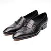 Elbise ayakkabıları erkek deri ayakkabılar cowhide iş ayakkabıları ilk katmanı sivri ayak parmağı moda platformu iş adamları loafers zapatos de vestir hombre 230824