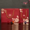 Sac en papier avec fleurs de roses de Style chinois, rouge, Double bonheur, cadeau de mariage, emballage avec poignée, sacs à bonbons, vente en gros