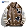 Mens Letters Embroidery Patchwork Harajuku Varsity Jacket Air Pilot Overcoat Baseball Coats Man Hip Hop Men Varsity Jacket HKD230824