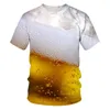 Men's T Shirts Men Casual 3D Printing Beer T-shirt Personalized Short Sleeve Shirt Mens Summer Beach Vacation Tops Oversized Custom