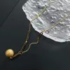 Chains Vintage Stainless Steel Frosted Ball Pendant Necklace For Women Gold Color Choker Fashion Necklaces Wedding Party Jewelry