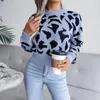 Kvinnors tröjor Explosive Real S Autumn Winter Casual Leopard Print midja Stickad Crop Top tröja Wear Jumper