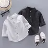 Kinderhemden Ienens Frühling dünne Jungen Langarm gestreifter Drucktops Tees Casual Bluse 230823