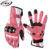 Radfahren Handschuhe Suomy Frauen Rosa Ziegenleder Motorrad Handschuhe Dame Lange Voll Finger Roller Elektrische Fahrrad Handschuh Radfahren Racing Motocross Luvas XS x0824