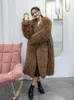 Women's Fur 2023 Imported Real Coat Female Hooded Long Young Clothes High Street Fashion Classic Warmth Slim Jackets