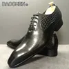 Kleding schoenen elegante mannen lederen schoenen zwart witte slanghuid prints mannen kleding schoenen veter puntig polijsten oxford schoenen voor mannen 230823