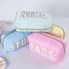 Cosmetic Bags Cases 4PCS Mixed Color Towel Embroidered Letter Waterproof Makeup And Wash Bag Random 230824