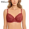 Bras DOBREVA Women's Plus Size See Through Full Coverage Underwire Bra Unlined Minimizer Lace Bralette 230823