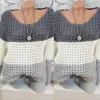 Kobiety swetry kobiety masywny szydełkowy sweter z długim rękawem kolorowy blokada luźna skiewka top kropla