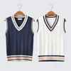 Men's Sweaters Mens Fashion Winter Thick V-Neck Sleeveless Vest Sleeveless Sweater Cotton School Uniform Cotton Loose Knitting Vest Sweater 230823