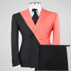 Последний дизайн Black Red Men Men Jacket Pants Double Breads Groom Swedding Timedo Comse для мужчин Slim Fit Blazer Suits BL258C