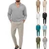 Men's Tracksuits Star Suit Fall Breathable Wrinkle Two Piece Roll Sleeve Shirt Pants Set