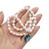 Pendant Necklaces 6-7mm Natural Pearl Beads Necklace Rice Shape Freshwater For Women Jewerly Party Gift Length 37cm