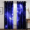 Gordijn 3D -print Modern Milky Way Stars Glow Purple Under the Night Sky 2 Pieces Shading Window voor woonkamer slaapkamer decor