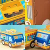 Present Wrap S Children's Decorative Paper Bag Cartoon Bus Shape Candy Box Animal Packaging Party Födelsedag