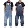 Mäns jeans 2021 Män en bit i full längd Suspender byxor Casual Loose Wide Ben Slim Pocket Overalls Denim Jumpsuits Ripped 253w