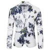 Męskie garnitury Blazers Autumn Blazer moda koreańskie nadruki odzieży fantazyjna kwiatowa kurtka marynarska sukienka sceniczna płaszcz swobodny Slim Fit Blazze 230823