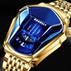 Wristwatches 2023 Gold Wrist Watch For Men Fashion Cool Technology Waterproof Clock Stainless Steel Sports Casual Quartz