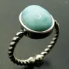 Cluster Rings Simple Women Larimar Bohemian In 925 Sterling Silver Jewelry For Birthday Party Gift