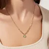 Kedjor vintage oval grön aventurin natursten rostfritt stål pläterat guldkedja halsband enkel design ädelsten smycken för w264z