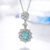 Chains Pirmiana 3.07ct Lab Gegroeide Paraiba Sapphire Necklace S925 Silver Engagement Women