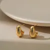 Charm HUANZHI Pendiente de guisante en forma de C simple a la moda para mujer niña Chapado en cobre 18K francés pequeño elegante joyería de metal liso vacaciones 230823