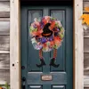 Decorative Flowers Halloween Wreath For Front Door Mesh Decor Handmade Two Long Legs Garland Hanger Festival Window Porch