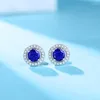 Stud Earrings WINWOS Real Sapphire Mossone For Women 2023 925 Sterling Silver Oxidized Diamond Wedding Bridal Party Jewe