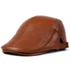 Berets Buttermere Men Beret Hat Real Leather Flat Cap Sheepskin Herfst Winter mannelijk Bruin verstelbare hoogwaardige Gatsby Mens Caps 230823