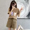 women's sportswear sportswear cotton girls short sleeve T-shirt chest letter embroidery design fashion suit women's two-piece suit is very beautiful good