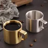 Hüftflächen moderne einfache Festkörper-Büro-Wasserkocher 304 kreatives Edelstahl-Tee-Glas Doppel-Anti-Eisen mit Griff Anti-Drop-Tasse