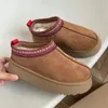 Tasman Laarzen Kastanje Designer Bont Schapenvacht Laarsjes Tazz Muilezels vrouw Mannen Ultra platform laars Schoenen Suède Bovenwerk Comfort Herfst Winter Enkellaarsjes Australië