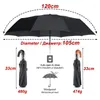 Guarda -chuvas British Leather Handle Umbrella Men Automatic Business 10Ribs forte Profo do vento 3 dobrável Big Rain Woman Quality Parasol