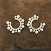 Stud Earrings 20mm 10pair/lot Style Cz Freshwater Pearl Earring Beautiful Cubic Zirconia Fashion Jewelry