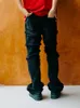 Mäns jeans trasiga denim streetwear byxor för män nödställda Tassel Flare Pants R69 230824
