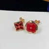 Bijoux de mode en laiton rouge émail forme de diamant circulaire fleur pendentif collier bracelets colliers boucle d'oreille pour filles femmes cadeaux ensembles de bijoux avec boîte LVS13 - 013