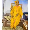 Etniska kläder 2023 Nigerian Original Bazin Riche Dress Big Size African Robe Dashiki Women Wedding Bride Party Dresses With Scarf