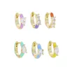 Ensemble de boucles d'oreilles en forme de cerceau pour femmes, Six pièces plaqué or, émail coloré, Mini CZ, jolis accessoires de bijoux à la mode d'été