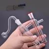 Pas cher clair portable Mini 9,5 cm plate-forme d'eau en verre dab bong tuyau avec tuyau de paille en silicone et bol de brûleur à mazout pour fumer