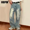 Men's Jeans IEFB Y2K Style Fashion Baggy Jeans Trend Men's Retro Wash Wearproof Wide Leg Denim Trousers Loose Burrs Jean Overalls 9C1128 230823