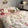 Bedding sets Solid White Fashion Style Bedding Set Twin Full Queen King Size Bed Linen Adults Kids Floral Bed Flat Sheet Pillowcase Kawaii 230824