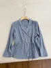 Women's Jackets 2023 Women Fashion High Quality Long Sleeve Lapel Silk Haze Gray Small Coat 0805